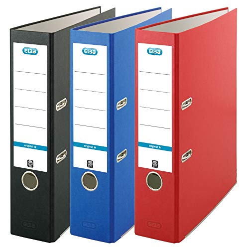 Elba Ordner A4, smart Original, 8 cm breit, 3 Farben, rot/blau/schwarz, 3 Stück Elba Ordner A4, smart Original, 8 cm breit, 3 Farben, rot/blau/schwarz, 3 Stück von Elba