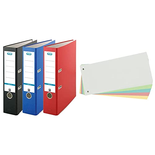 Elba Ordner A4, smart Original, 8 cm breit, 3 Farben, rot/blau/schwarz, 3 Stück & Limit Trennstreifen, aus Karton, gelocht, 180 g/m², 5 Farben, 100 Stück, 240 x 105 mm Elba Ordner A4, smart Original, 8 cm breit, 3 Farben, rot/blau/schwarz, 3 Stück & Limit Trennstreifen, aus Karton, gelocht, 180 g/m², 5 Farben, 100 Stück, 240 x 105 mm von Elba
