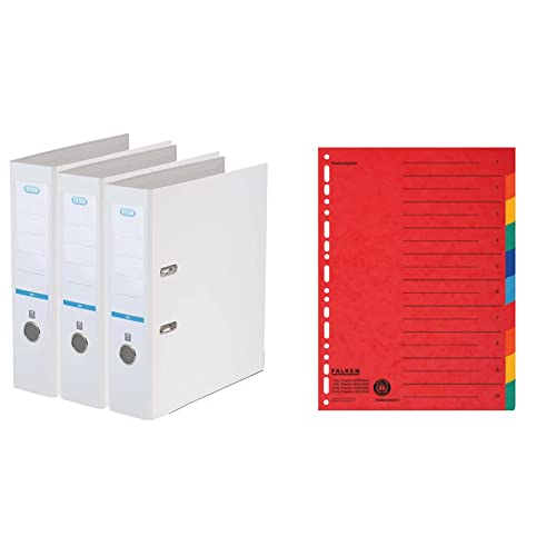 Elba Ordner A4, smart Pro, 8 cm breit, Kunststoff außen, weiss, 3 Stück & Original Falken Karton-Register überbreit für DIN A4+ 24,5 x 30 cm volle Höhe Elba Ordner A4, smart Pro, 8 cm breit, Kunststoff außen, weiss, 3 Stück & Original Falken Karton-Register überbreit für DIN A4+ 24,5 x 30 cm volle Höhe von Elba