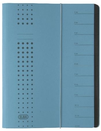 Elba Ordnungsmappe chic DIN A4 Blau Karton mit 12 Fächern 12 von Elba