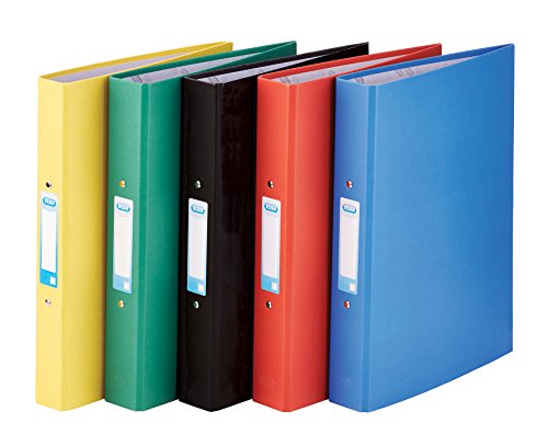 Elba Paper on Board Ringbuch, A4, 2 Ringe, Schwarz/Blau/Gelb/Rot/Grün, 10 Stück von Elba