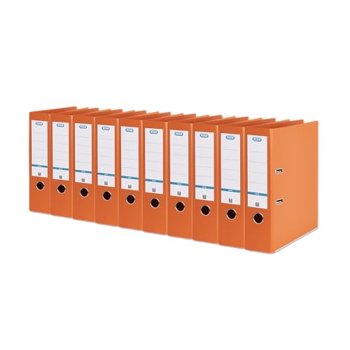 Elba Premium Akten-Ordner A4, smart Pro plus, 8 cm breit, Kunststoff Ordner, orange, 10 Stück von Elba