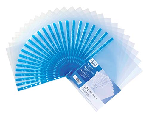 Elba Prospekthüllen, mehrfach gelocht, blauer Abheftrand, 75 Micron, A4, 100 Stück Elba Prospekthüllen, mehrfach gelocht, blauer Abheftrand, 75 Micron, A4, 100 Stück von Elba