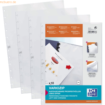 10 x Oxford Ringmappen-Hülle manageMe! PP 0,08mm links offen transpare 10 x Oxford Ringmappen-Hülle manageMe! PP 0,08mm links offen transpare von Oxford