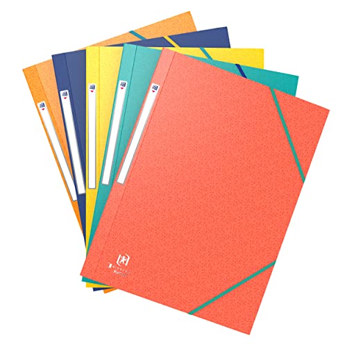 Oxford 50 Stück Mappen 3 Klappen Bicolor Recyc Plus A4 mit Gummizug, Umschlag Karten, verschiedene Farben von Elba