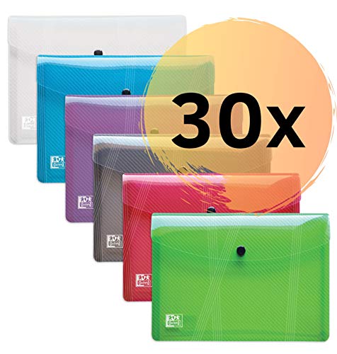 Oxford hawai Brieftaschen A5, aus Kunststoff, transparent, 6 Farben, 30er Pack von Oxford
