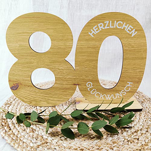 80 Geburtstag Frauen/Männer - Deko Gästebuch Geburtstag 80, 80. Geburtstag Männer Geschenk 80. Geburtstag Deko 80 Geburtstag Mann Tischdeko 80, 80 Jahre - Personalisierbar mit Namen aus Holz von Elbeffekt