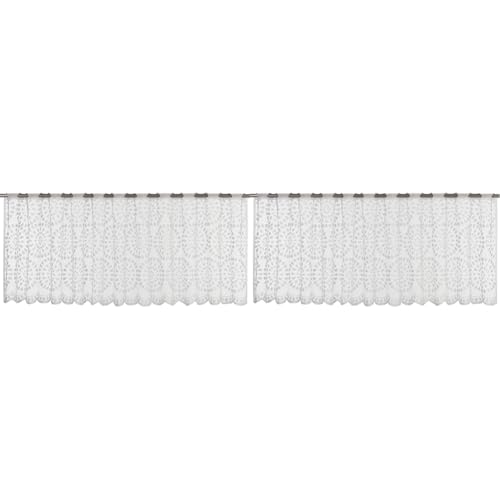 Elbersdrucke Bistrogardine Circolo 00 weiß transparent 45x160 cm Scheibengardine Kurzgardine für Küche Küchenfenster Sichtschutz Privatsphäre198411 (Packung mit 2) von Elbersdrucke
