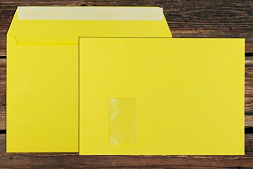 Elco Color Briefumschläge mit Fenster/intensiv - gelb / 229 x 324 mm (C4) / mit Abziehstreifen/Versandtasche/haftklebend / 250 Stück von Elco Office Color