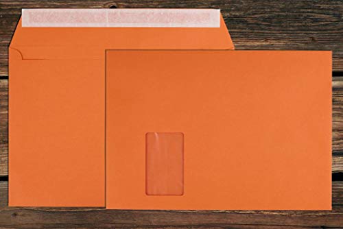 Elco Color Briefumschläge mit Fenster/orange / 229 x 324 mm (C4) / mit Abziehstreifen/Versandtasche/haftklebend / 250 Stück von Elco Office Color