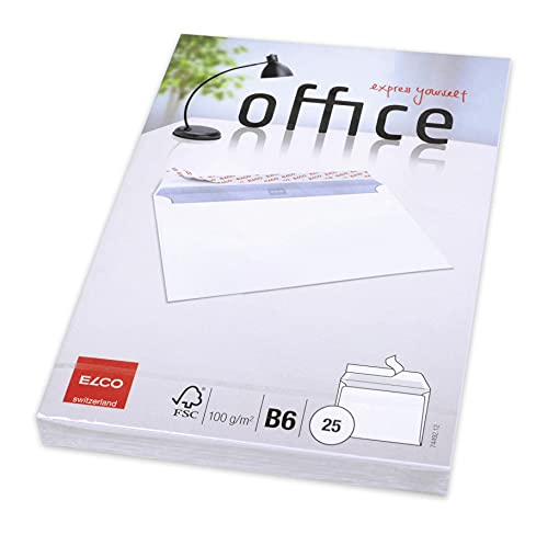 Elco 74492.12 Office Verpackung mit 25 Briefumschläge/Versandtasche, Haftklebeverschluss, B6, 100g, weiss, Fenster: nein Elco 74492.12 Office Verpackung mit 25 Briefumschläge/Versandtasche, Haftklebeverschluss, B6, 100g, weiss, Fenster: nein von ELCO