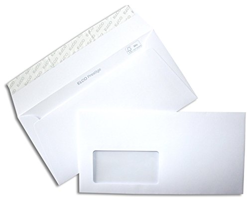 Elco Prestige 42779 Fenster-Briefumschläge/hoch - weiß /120 g/qm / 114 x 229 mm (C 6/5) / mit Abziehstreifen/haftklebend / 250 Stück von ELCO