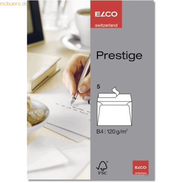 10 x Elco Briefumschläge Prestige B4 hochweiß Haftklebung Papier 120 g von Elco