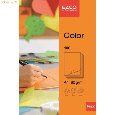 10 x Elco Büropapier A4 210x297mm orange Papier 80 g/qm VE=100 Blatt von Elco