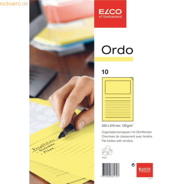 10 x Elco Organisationsmappe Ordo classico Papier A4 220x310 mm gelb V 10 x Elco Organisationsmappe Ordo classico Papier A4 220x310 mm gelb V von Elco