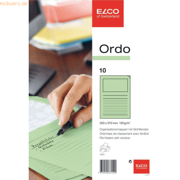 10 x Elco Organisationsmappe Ordo classico Papier A4 220x310 mm grün V von Elco