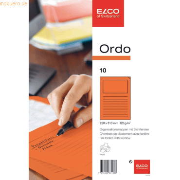 10 x Elco Organisationsmappe Ordo classico Papier A4 220x310 mm orange von Elco