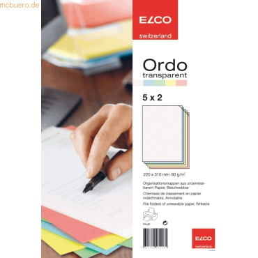 10 x Elco Organisationsmappe Ordo transparent Papier A4 220x310 mm sor von Elco