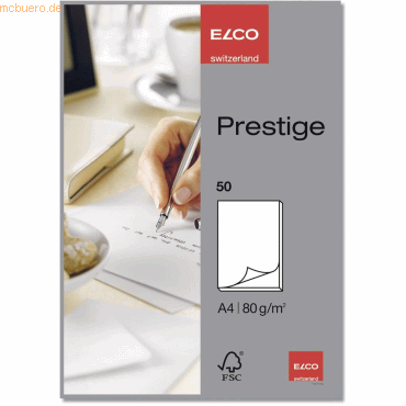10 x Elco Schreibblock Prestige A4 weiß 80 g/qm blanko 50 Blatt von Elco