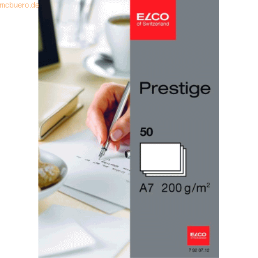 10 x Elco Schreibkarten Prestige A7 hochweiß blanko 200g/qm VE=50 Stüc von Elco