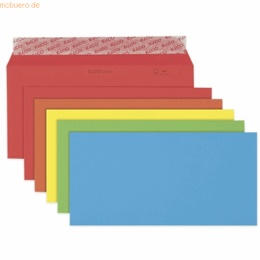 Elco Briefumschläge Color C5/6 5 Farben sortiert Haftklebung Papier 10 von Elco