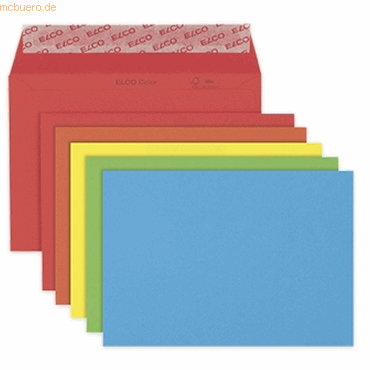 Elco Briefumschläge Color C6 assortiert Haftklebung Papier 100 g/qm VE von Elco