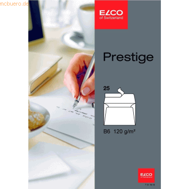 Elco Briefumschläge Prestige B6 hochweiß Haftklebung 120g/qm VE=25 Stü von Elco