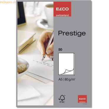 Elco Schreibblock Prestige A5 hochweiß 80 g/qm blanko 50 Blatt von Elco