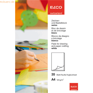 Elco Zeichenblock Color A4 120g/qm weiß von Elco