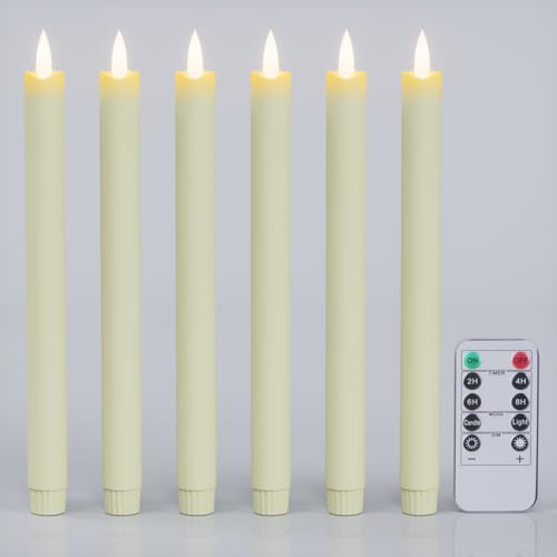 Eldnacele LED Stabkerzen mit Fernbedienung, Timer und Dimmer, 24,5 cm batteriebetriebene flammenlose Kerzen aus Kunststoff, 6er Set elfenbeinfarbene flackernde Kerzen für Weihnachten, Hochzeiten Eldnacele LED Stabkerzen mit Fernbedienung, Timer und Dimmer, 24,5 cm batteriebetriebene flammenlose Kerzen aus Kunststoff, 6er Set elfenbeinfarbene flackernde Kerzen für Weihnachten, Hochzeiten von Eldnacele