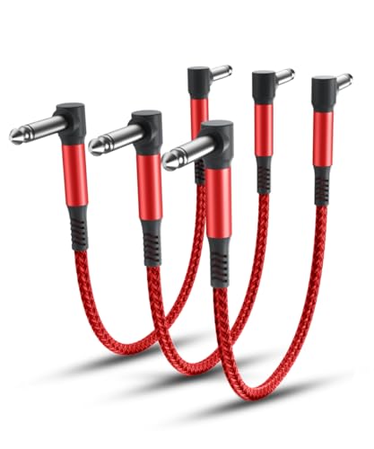 Elebase Gitarren Patchkabel Set,3Pack,0.15M 6,35 mm 1/4" Stecker Instrument Pedalbrett Kabel,Nylongeflecht Audio Kabel mit Schirmung,TS-Kupfer-Männchen,für Gitarreneffekte,Gitarre/Bass Effektpedale Elebase Gitarren Patchkabel Set,3Pack,0.15M 6,35 mm 1/4" Stecker Instrument Pedalbrett Kabel,Nylongeflecht Audio Kabel mit Schirmung,TS-Kupfer-Männchen,für Gitarreneffekte,Gitarre/Bass Effektpedale von Elebase
