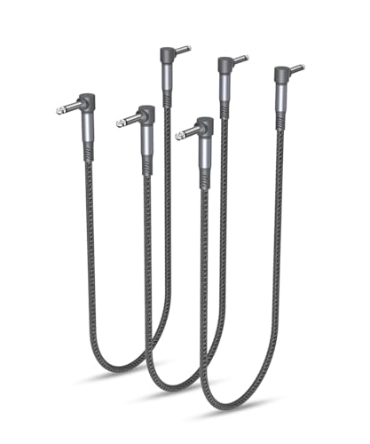 Elebase Gitarren Patchkabel Set,3Pack,0.6M 6,35 mm 1/4" Stecker Instrument Pedalbrett Kabel,Nylongeflecht Audio Kabel mit Schirmung,TS-Kupfer-Männchen,für Gitarreneffekte,Gitarre/Bass Effektpedale von Elebase