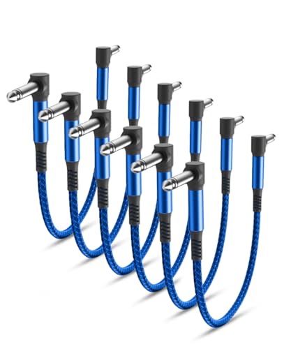 Elebase Gitarren Patchkabel Set,6Pack,0.3M 6,35 mm 1/4" Stecker Instrument Pedalbrett Kabel,Nylongeflecht Audio Kabel mit Schirmung,TS-Kupfer-Männchen,für Gitarreneffekte,Gitarre/Bass Effektpedale von Elebase