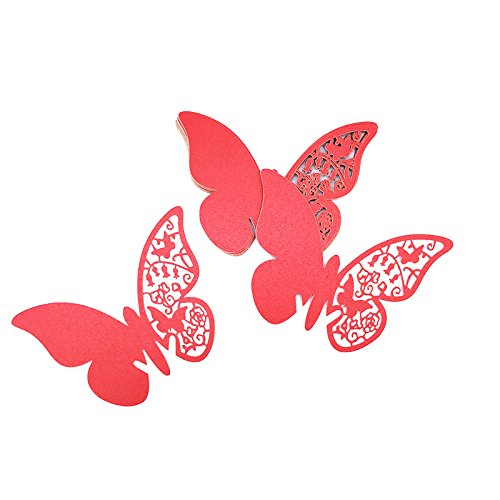 ElecMotive Schmetterling,Morgen Ruhm Tischkarten,Glasanhänger Wandaufkleber für Tischdekoration,Hochzeit,Party,Zuhause,100 Stk Rot ElecMotive Schmetterling,Morgen Ruhm Tischkarten,Glasanhänger Wandaufkleber für Tischdekoration,Hochzeit,Party,Zuhause,100 Stk Rot von ElecMotive