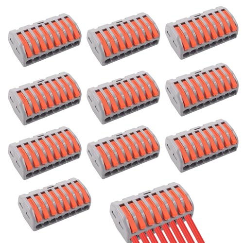10 Stück Klemmen 8 Polig, 250V, 32A Kabelverbinder 8 Polig bis 4 mm², Verbindungsklemmen 8 Leiter, 8 Port Elektro Klemmen Kabelklemmen Elektro, Elektrische Anschlüsse von Elecbee