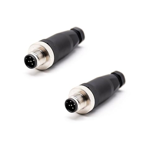 Elecbee 2 Stücke M12 5 polig Aviation Stecker, A Code Sensorkabelstecker Gewindesicherung Rundsteckverbinder IP67 Wasserdicht Industrieller Rundstecker für den Außenbereich (Männlicher) von Elecbee