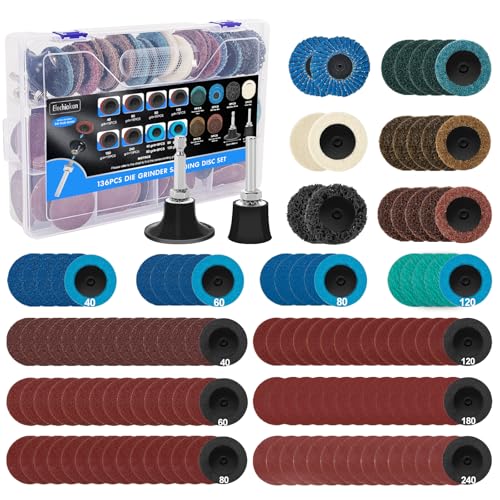 136 Stück Schleifscheiben Schleifwerkzeug Set, 50mm A/O Schnellwechselscheibe mit 6mm Halter, Radnabenschleifer für Mini Druckluft Geradschleifer Schleifscheibe Schleifen Politur Grat Lackentfernun 136 Stück Schleifscheiben Schleifwerkzeug Set, 50mm A/O Schnellwechselscheibe mit 6mm Halter, Radnabenschleifer für Mini Druckluft Geradschleifer Schleifscheibe Schleifen Politur Grat Lackentfernun von Elechiakan