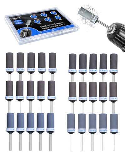 30 Stück Schleifhülsen Set für Dremel Schleifaufsätze, Polieraufsatz Akkuschrauber mit 3mm Schaft400-2000 Korn für Dremel Aufsätze, Schleifhülsen für Metall, Glas, Holz von Elechiakan