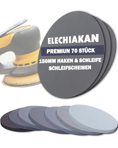 70 Stück Schleifpapier Schleifscheiben 150mm Klett für Nass Trockenschleifen, Nassschleifpapier für Exzenterschleifer Schleifern, Körnung 400/600/800/1000/2000/3000/5000 für Auto, Metall, Holz, Glas 70 Stück Schleifpapier Schleifscheiben 150mm Klett für Nass Trockenschleifen, Nassschleifpapier für Exzenterschleifer Schleifern, Körnung 400/600/800/1000/2000/3000/5000 für Auto, Metall, Holz, Glas von Elechiakan