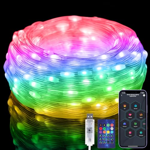 5M RGBIC Lichterkette mit Farbwechsel,[99+ Modi] 50LEDs Wasserdicht Bunte Lichtschlauch, Fernbedienung & App Steuerung, Sync Musik, Timer, USB Plug in, für Drinnen & Drauße, Halloween, Party, Heim von Electight