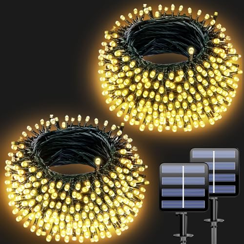 Electight 2 PACK 20M Solar Lichterkette, Aussen Wetterfest Solarlichterkette 8 Modi Outdoor Lichterkette für Garten, Hof, Terrasse, Hochzeit Dekorationen - Warmes Gelb 40M 400LEDs Electight 2 PACK 20M Solar Lichterkette, Aussen Wetterfest Solarlichterkette 8 Modi Outdoor Lichterkette für Garten, Hof, Terrasse, Hochzeit Dekorationen - Warmes Gelb 40M 400LEDs von Electight