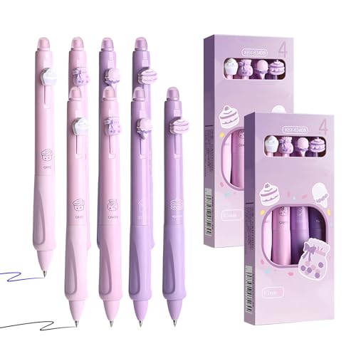 Electri-HQ 8 pcs Radierbarer Kugelschreiber Tintenroller Radierbar,5 süße Stile zur Auswahl， Blau/Schwarz Radierbare Stifte Kugelschreiber Radierbar, 0.5MM Radierbarer Gelschreiber (Nachmittagstee) von Electri-HQ