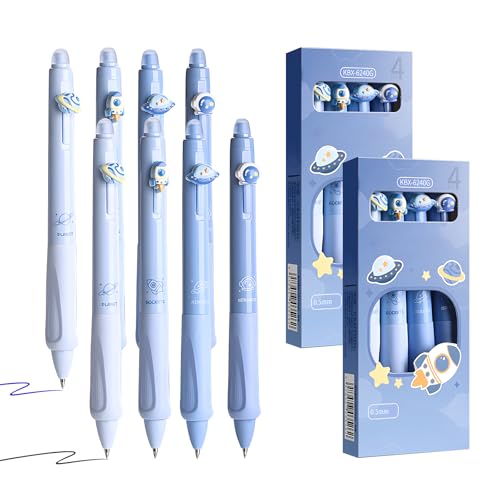 Electri-HQ 8 pcs Radierbarer Kugelschreiber Tintenroller Radierbar,5 süße Stile zur Auswahl， Blau/Schwarz Radierbare Stifte Kugelschreiber Radierbar, 0.5MM Radierbarer Gelschreiber (Astronaut) von Electri-HQ