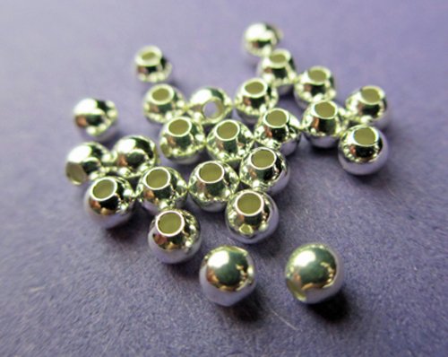 Abstandhalter-Perlen, 925er-Sterlingsilber, rund, 3 mm, 25 Stück von Electricsilver
