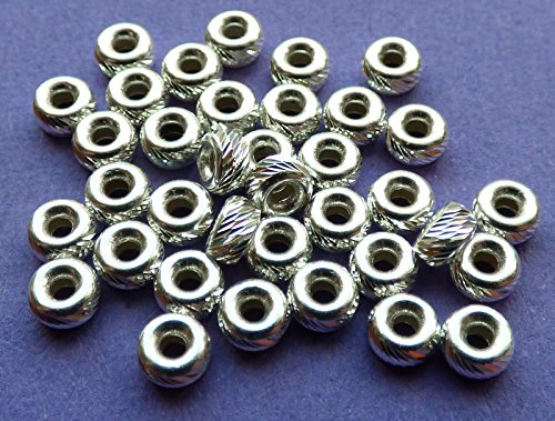 New 4 mm 925 Sterling Silber Mehrfach ausgeschnittenes Rondelle Rondell Spacer Perlen Beads 12 PCS von Electricsilver
