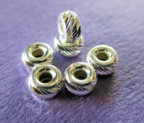 New 4 mm 925 Sterling Silber Mehrfach ausgeschnittenes Rondelle Rondell Spacer Perlen Beads 6 PCS von Electricsilver