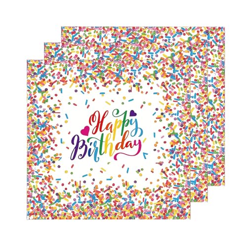 40 Stück servietten geburtstag,33x33cm tischdeko geburtstag servietten bunt Konfetti, servietten kindergeburtstag für Junge Mädchen Geburtstag Party Deko von Eledreme