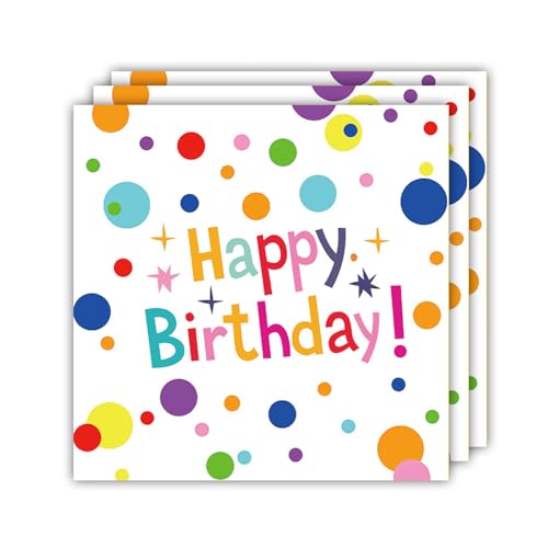 40 Stück servietten geburtstag,33x33cm tischdeko geburtstag servietten bunt gepunkteter, happy birthday serviettes kindergeburtstag für Junge Mädchen Geburtstag Party Deko von Eledreme