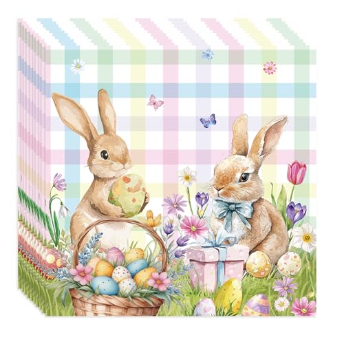 40 pcs servietten ostern, osterservietten 33x33 cm, osterservietten hase, tischdeko ostern osterhase deko, frühlingsdeko Geeignet für Osterpartys 40 pcs servietten ostern, osterservietten 33x33 cm, osterservietten hase, tischdeko ostern osterhase deko, frühlingsdeko Geeignet für Osterpartys von Eledreme