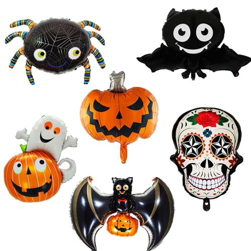 Halloween luftballons set, 6 luftballons halloween deko kinder, Enthält Spinne, Skelett, Fledermaus und kürbis deko Ballons, halloween accessoires Geeignet für halloween party Geburtstagspartys Halloween luftballons set, 6 luftballons halloween deko kinder, Enthält Spinne, Skelett, Fledermaus und kürbis deko Ballons, halloween accessoires Geeignet für halloween party Geburtstagspartys von Eledreme